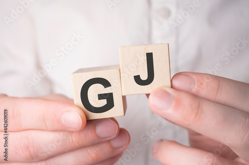 gj concept. Acronym of questions and answers or job of tester or quality engineer.