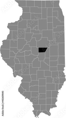 Black highlighted location map of the Illinoisan DeWitt County inside gray map of the Federal State of Illinois, USA photo