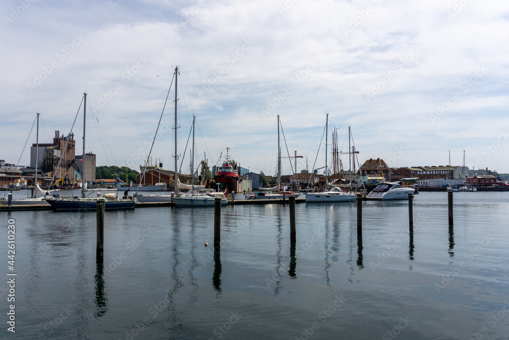 view of the Svendborg harbor and marina