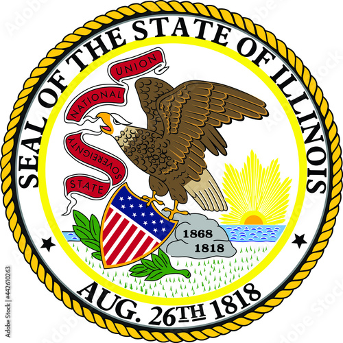 Official current vector great seal of the Federal State of Illinois, USA