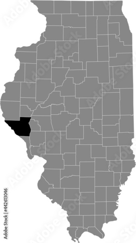 Black highlighted location map of the Illinoisan Pike County inside gray map of the Federal State of Illinois, USA photo