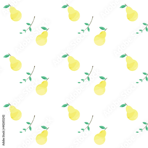 Pear pattern . On white background . Vector . Textiles for women's summer clothing . Dress , blouses , wallet ,  mobile case .