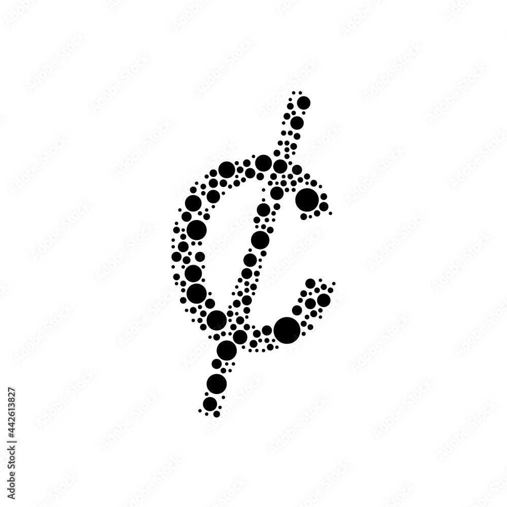 A large cent symbol in the center made in pointillism style. The center ...