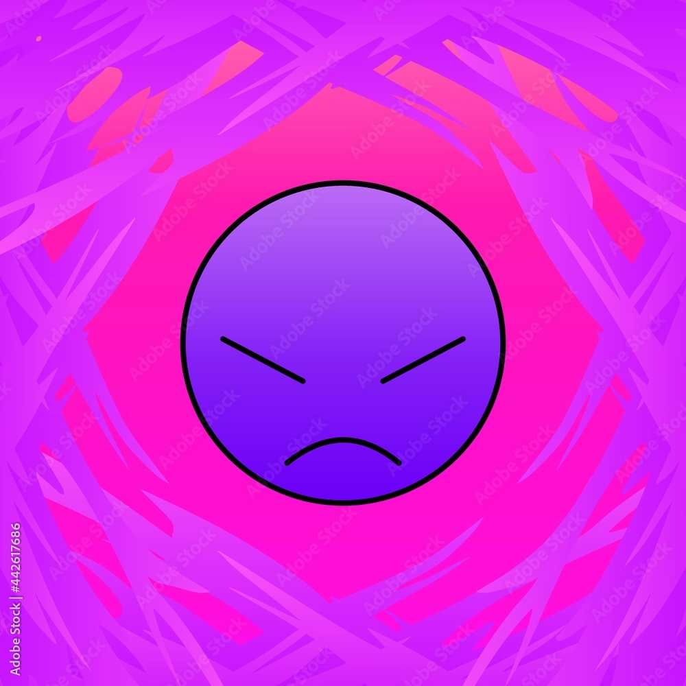 Angry face in purple with fire 07