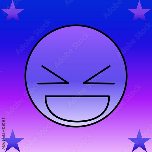 Happy face in purple with star 01