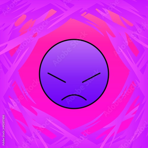 Angry face in purple with fire 07