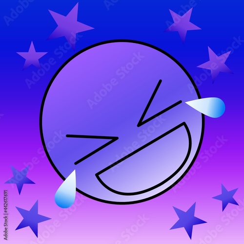 Happy face in purple with star 02