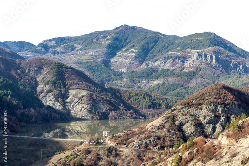 landscape of Rhodope Mountains near Borovitsa Reservoir  Bulgaria