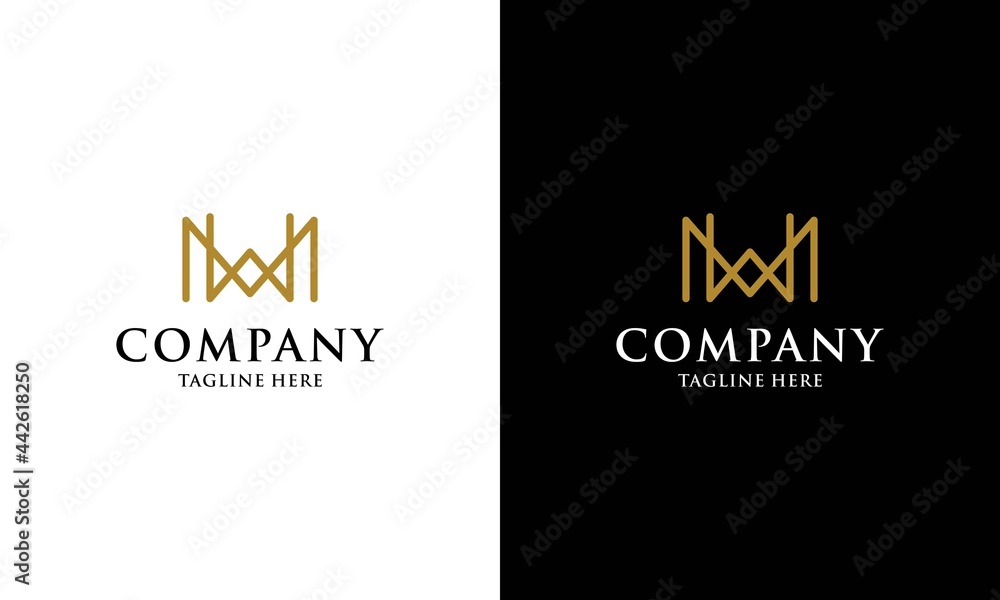 Initial MW line art monogram and elegant logo design vector template.