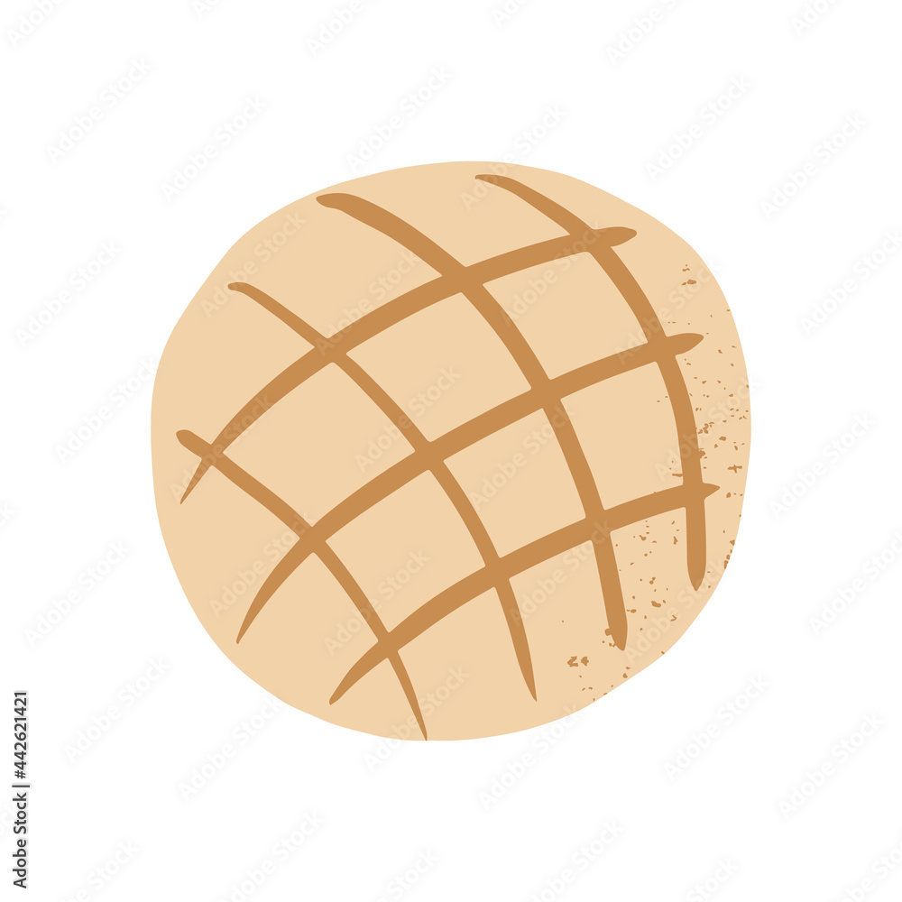 Hand drawn Japanese sweet bread, melon shaped bun, Melon pan, Japanese traditional bakery vector illustration. Hand drawn Japanese sweet bread, melon shaped bun, Melon pan, Japanese traditional bakery vector illustration.