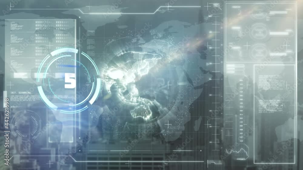Animation of countdown with scope scanning and data processing on digital screen Animation of countdown with scope scanning and data processing on digital screen
