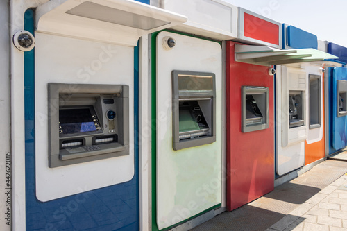 Colorful atm cash money card machines