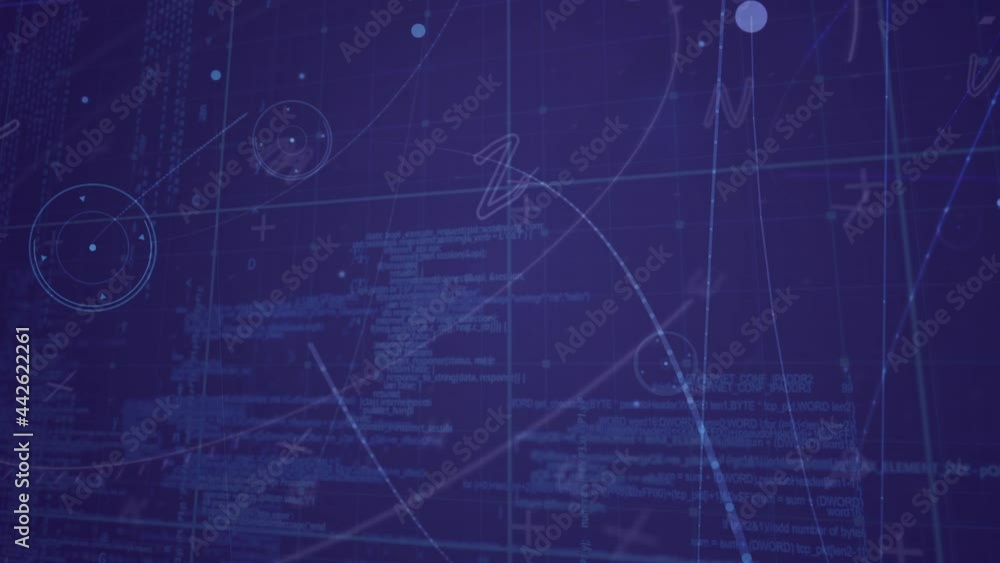 Animation of data processing and network of connections Animation of data processing and network of connections