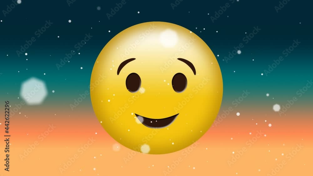 Animation of smiling emoji icon on green background Animation of smiling emoji icon on green background