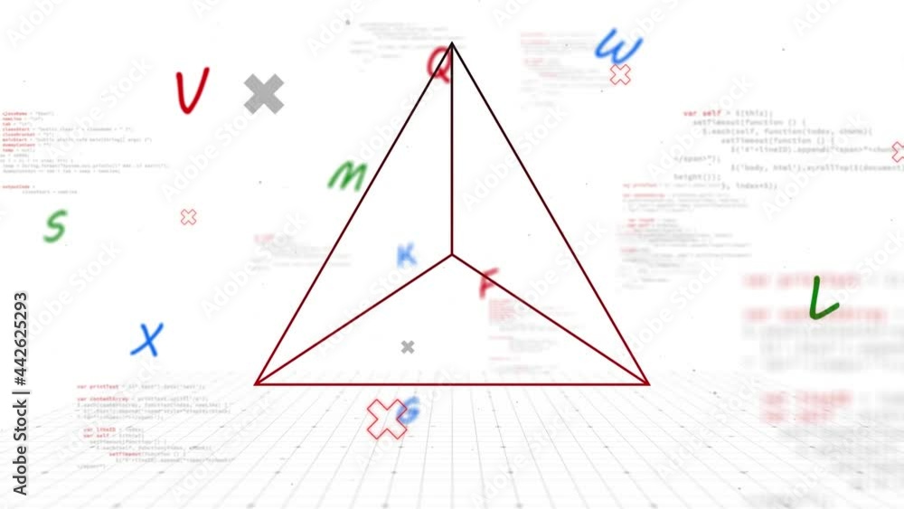 Animation of data processing, letters and geometric figure Animation of data processing, letters and geometric figure