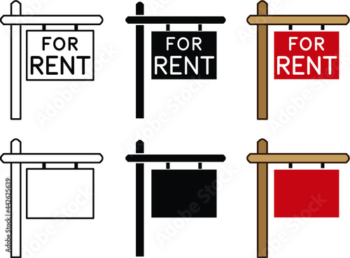 For Rent Lawn Sign with post - Clipart Graphic