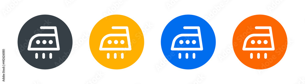 Clothing iron icon. Steam ironing icon. Housework tool sign symbol. Clothing iron icon. Steam ironing icon. Housework tool sign symbol.