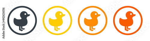 Duck icon vector on circle symbol. Animal concept