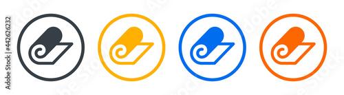 Roll of carpet or yoga mat icon vector set. Wrapping concept.