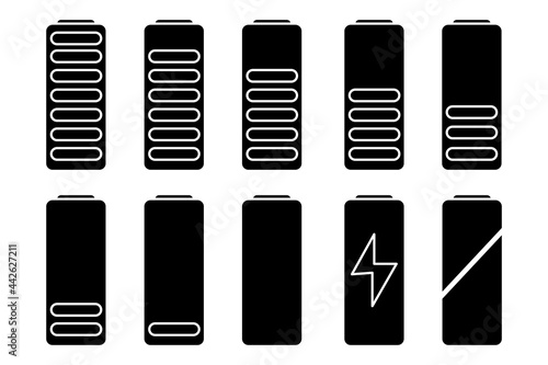 Charging indicator set, great design for any purposes. Phone icon symbol set. Vector illustration. Stock image.