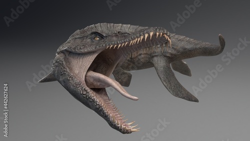 Predator X - Pliosaurus Funkei swimming animation background, 3d render