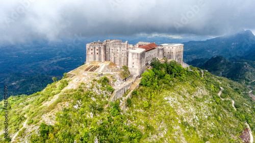 Aerial View of Low Clouds over Citadelle Laferrière, located in Milot, Haiti photo