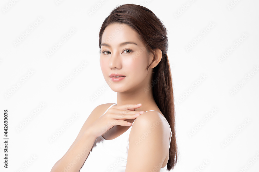 Beautiful young asian woman with clean fresh skin on white background, Face care, Facial treatment, Cosmetology, beauty and spa, Asian women portrait. Beautiful young asian woman with clean fresh skin on white background, Face care, Facial treatment, Cosmetology, beauty and spa, Asian women portrait.