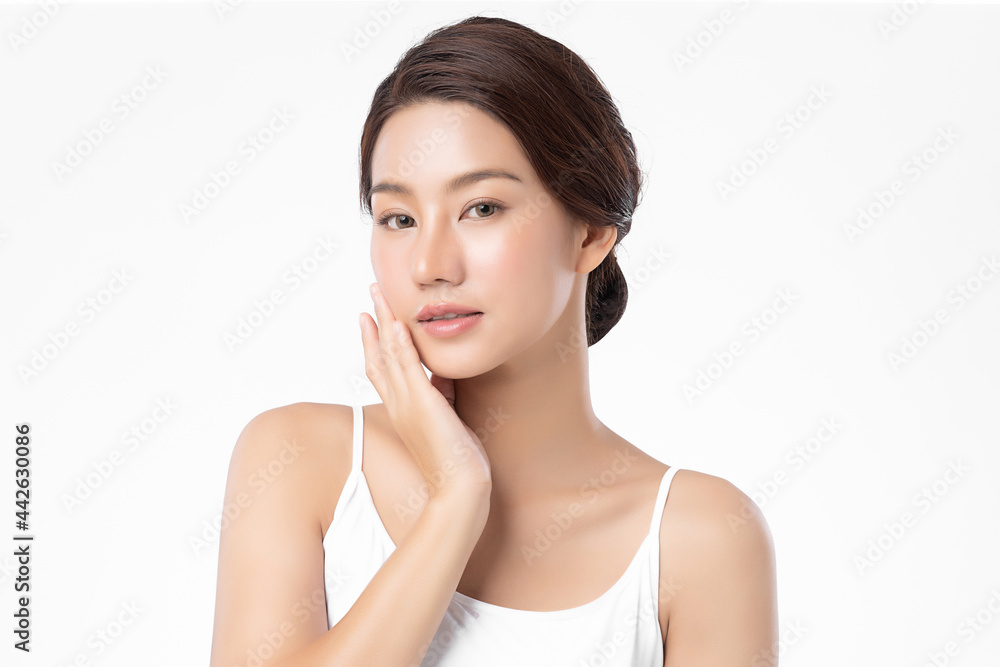 Beautiful young asian woman with clean fresh skin on white background, Face care, Facial treatment, Cosmetology, beauty and spa, Asian women portrait. Beautiful young asian woman with clean fresh skin on white background, Face care, Facial treatment, Cosmetology, beauty and spa, Asian women portrait.