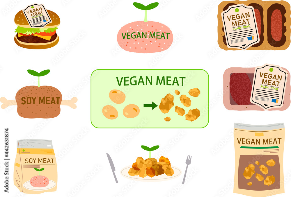 ヴィーガン 菜食主義者のための代用肉のイラスト Stock Vector Adobe Stock
