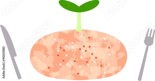 ヴィーガン・菜食主義者のための代用肉のイラスト