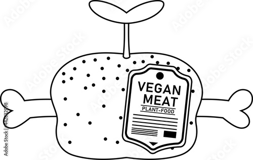 ヴィーガン・菜食主義者のための代用肉のイラスト