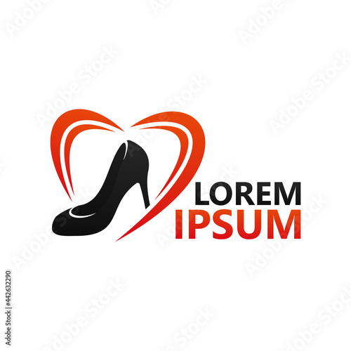 Love woman shoe logo template design