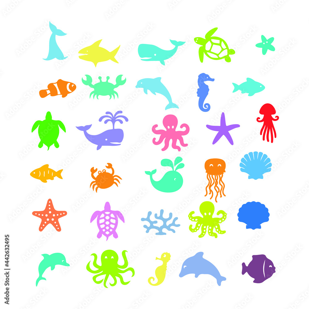 sea creatures vector illustration design bundle sea creatures vector illustration design bundle