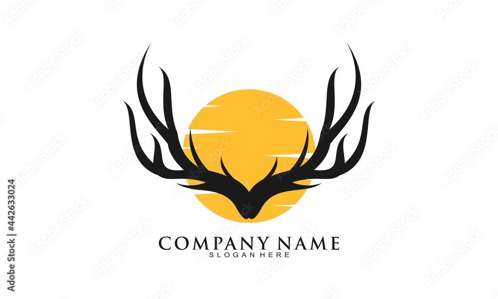 Antler and the sun illustration vector logo Antler and the sun illustration vector logo