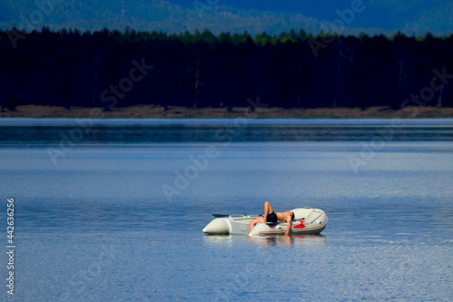 recreation in a boat on the water