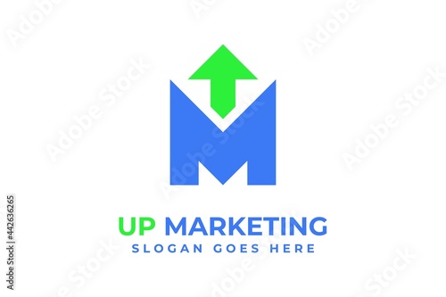 Free Download Letter M and Up Arrow Concept Monogram Logo. Marketing Icon for E-Commerce Business - GFXLoad
