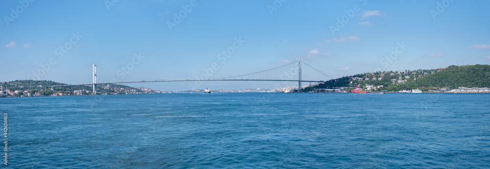 Istanbul, Turkey - 10 July 2021: The Bosphorus Bridge
