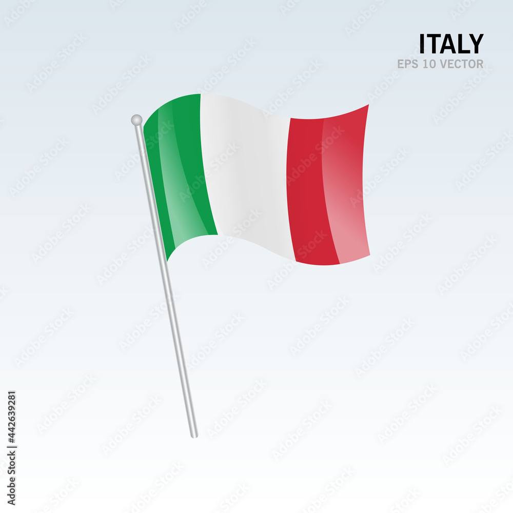 Italy waving flag isolated on gray background Italy waving flag isolated on gray background