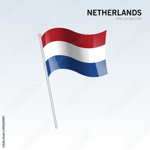 Free Download Netherlands waving flag isolated on gray background - GFXLoad