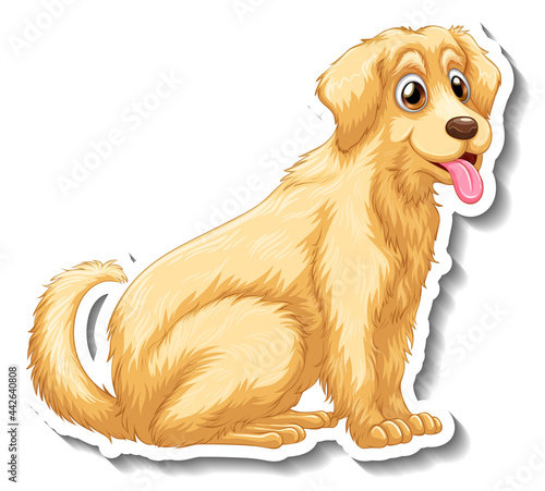 Sticker design with golden retriever dog isolated