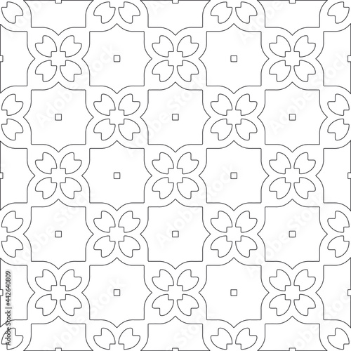 Vector pattern with symmetrical elements . Modern stylish abstract texture. Repeating geometric tiles fromstriped elements.Black and white pattern.