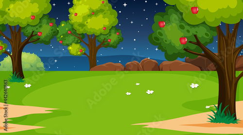 Blank nature park landscape at night scene
