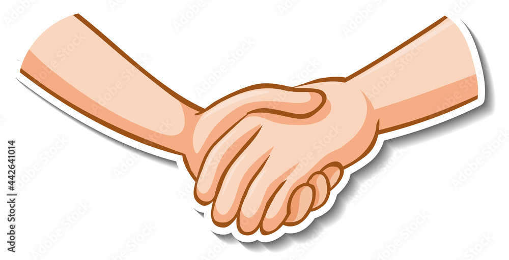 A sticker template with hands holding together isolated A sticker template with hands holding together isolated