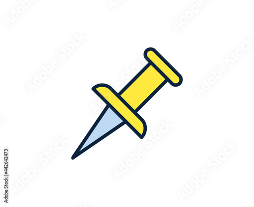 Push pin line icon. Vector symbol in trendy flat style on white background. Office sing for design.