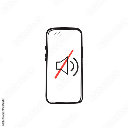 hand drawn doodle phone call prohibit sound call illustration