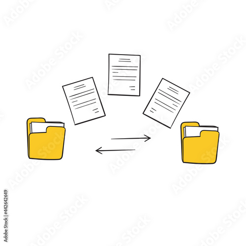 hand drawn doodle transfer file folder illustration vector isolated
