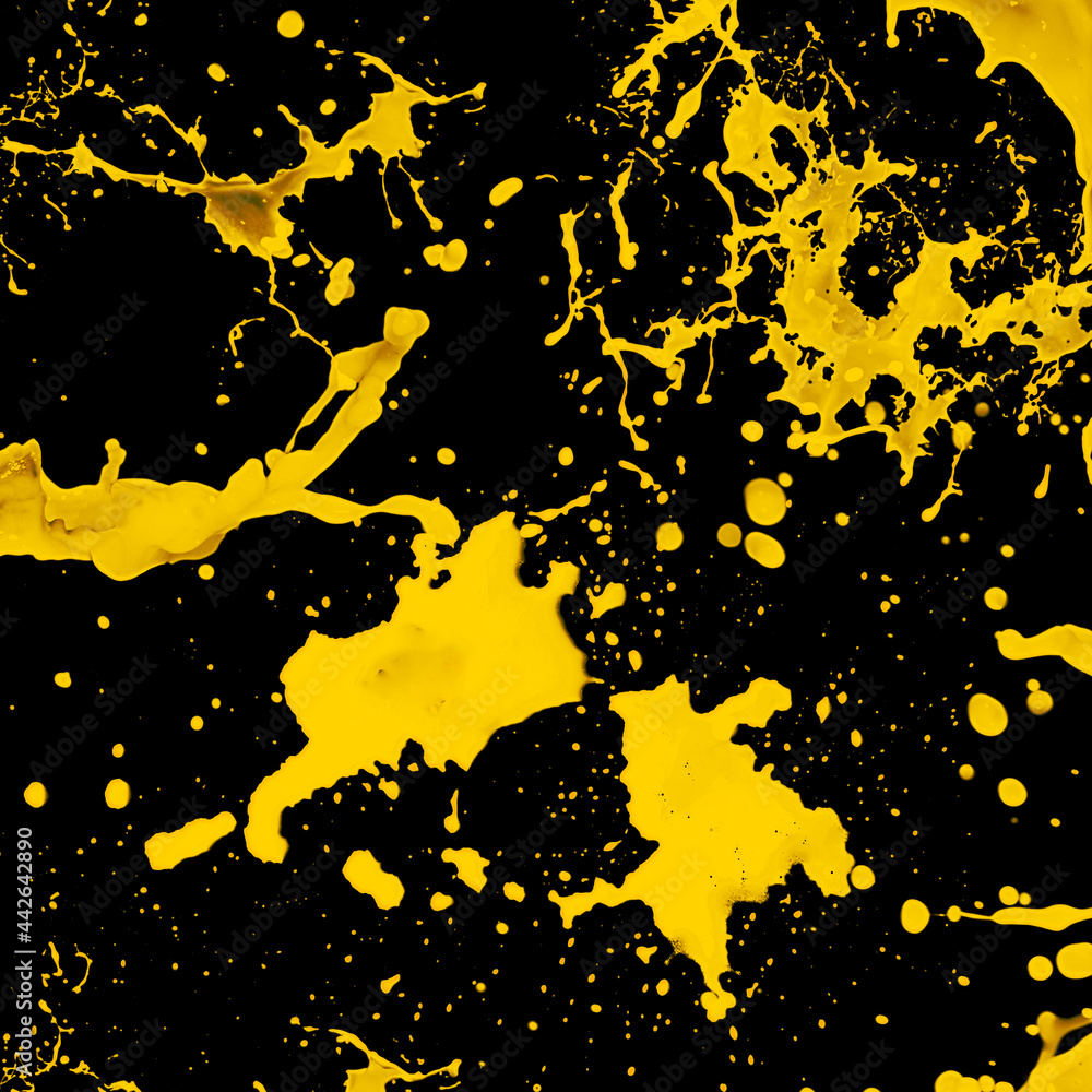 Golden Yellow Paint Splash on Black Background, Paint Splash Isolated.  Stock Photo | Adobe Stock
