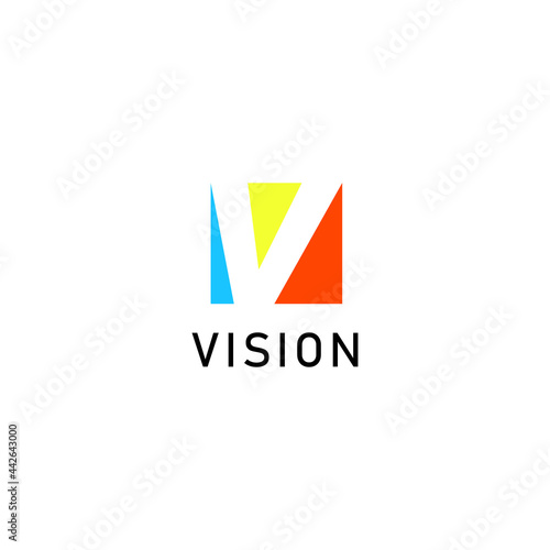 Free Download vision logo design. letter v in negative space - GFXLoad