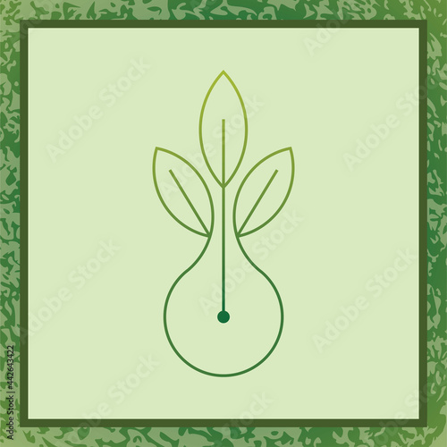 Simple sprouting seed drawing. Green fresh sprout vector illustration.