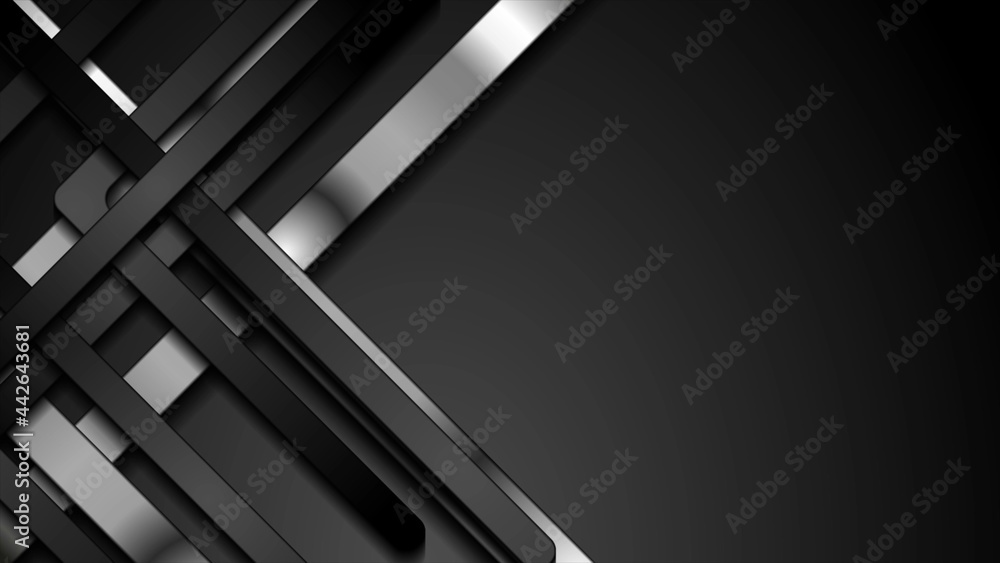 Black and silver metallic smooth stripes abstract corporate background Black and silver metallic smooth stripes abstract corporate background